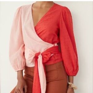 Women’s FARM rio x Anthropologie Two Tone Wrap Blouse Size Large